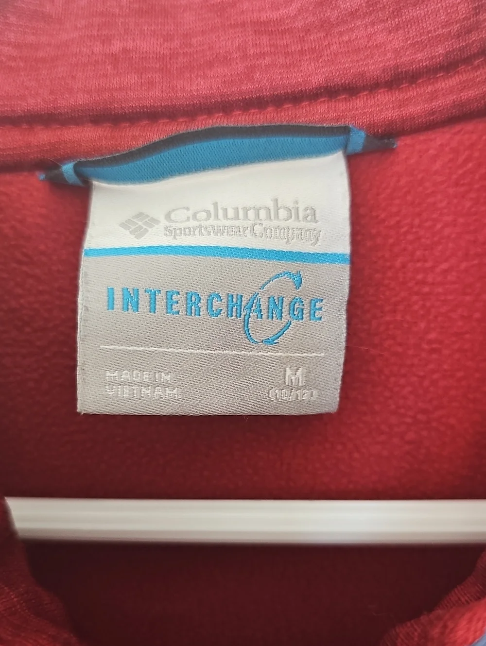 Columbia Interchange Kids Red Full-Zip Fleece Jacket with Blue Trim Sz M 10/12